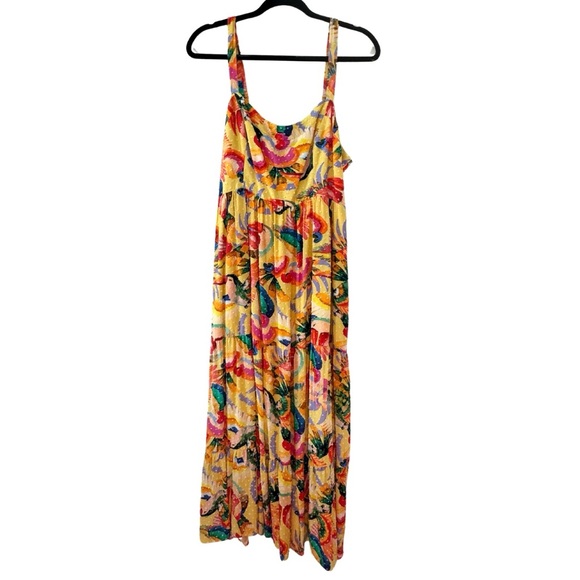 Farm Rio Anthropologie Textured Tropical Maxi Dress in Tropical Parrot Size XL - Picture 4 of 7
